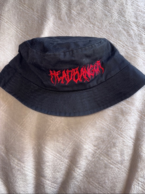 Rave Wonderland Accessories - HEADBANGER Bucket Hat with Red Embroidered Logo